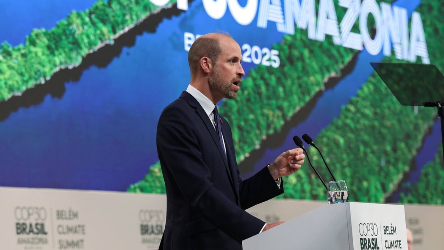 Prinz William während seiner Rede in Belém.