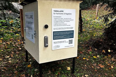 Die erste "Tierklappe" der Schweiz - das Konzept ist nicht unumstritten. Foto: -/Stiftung Tierklappe/dpa