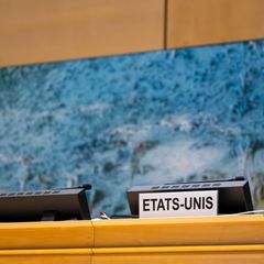 Leere Plätze der USA-Delegation bei der 60. Sitzung der UPR-Arbeitsgruppe des UN-Menschenrechtsrats