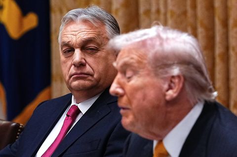 Ungarns Regierungschef Viktor Orban (links) traf Donald Trump für politische Beratungen im Weißen Haus