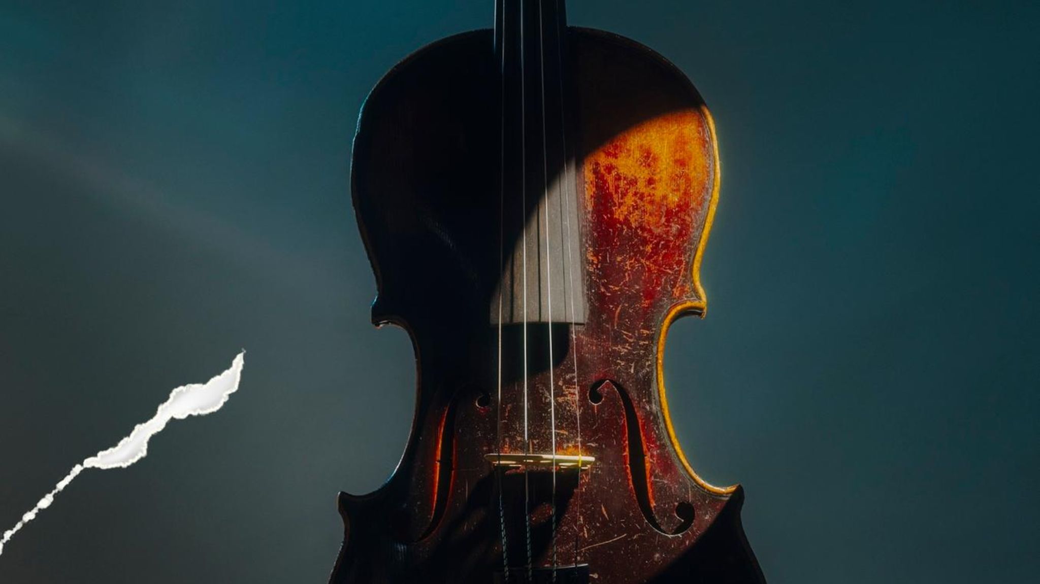 Ein Geige im Halbschatten