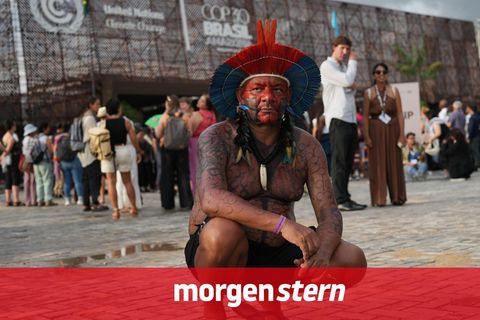 Garapira Pataxo von der indigenen Gemeinschaft der Pataxo beim UN-Klimakonferenz COP30 in Belem, Brasilien