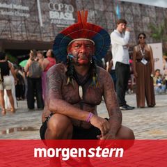 Garapira Pataxo von der indigenen Gemeinschaft der Pataxo beim UN-Klimakonferenz COP30 in Belem, Brasilien