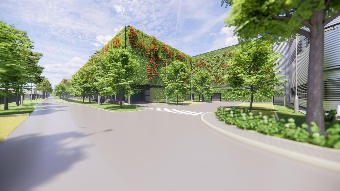 So grün stellt sich Google das neue Rechenzentrum im hessischen Dietzenbach vor (Modellbild)