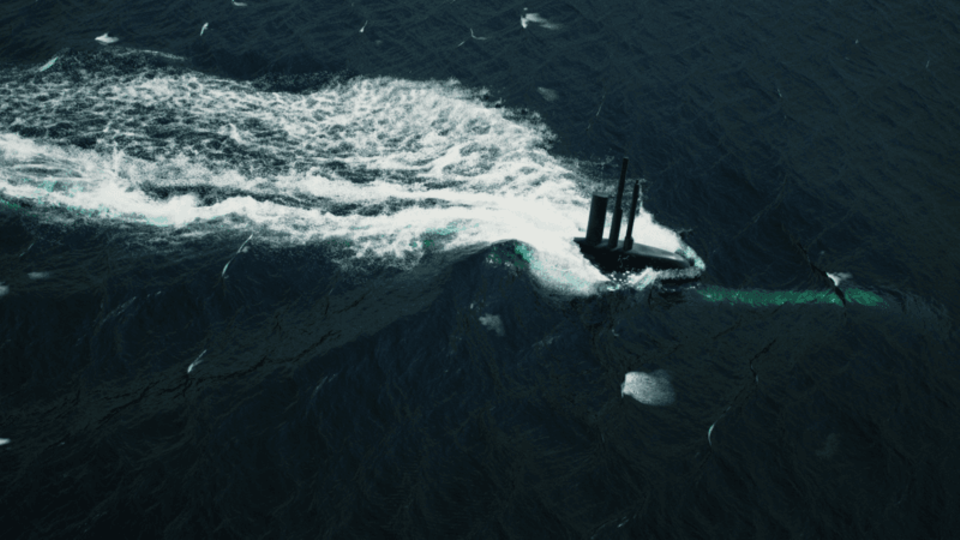 Computer Bild eines abtauchenden U-Bootes