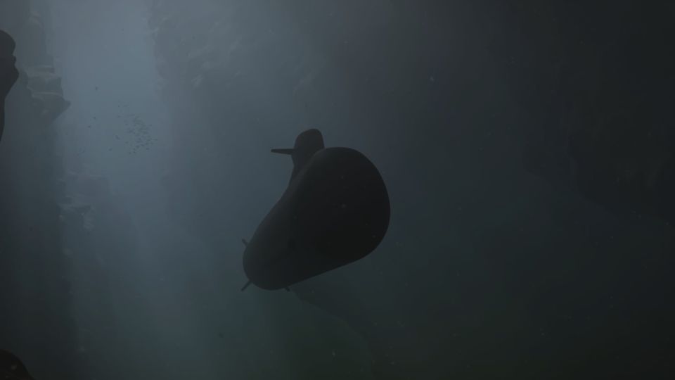 Computergrafik eines getauchten U-Bootes