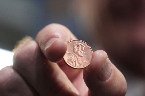 Der US-"Penny" zeigt auf der Vorderseite Abraham Lincoln, den 16. Präsidenten der Vereinigten Staaten
