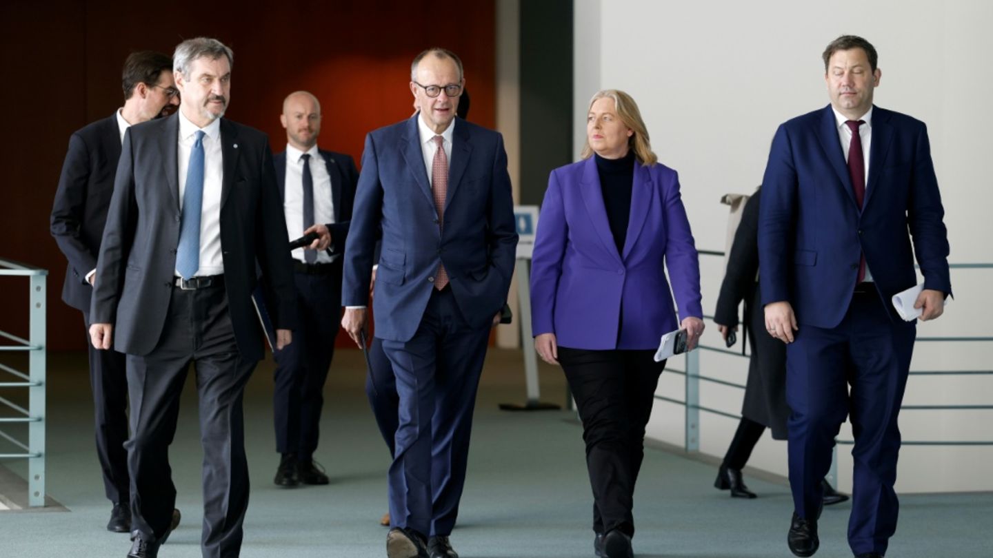 Koalitionsspitzen Söder, Merz, Bas und Klingbeil