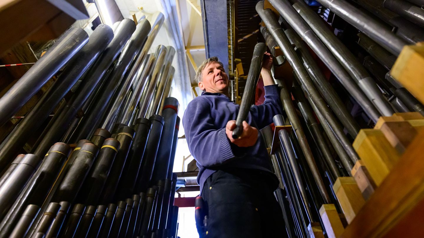 Die historische Orgel in der Lüneburger St.-Johannis-Kirche wird aufwendig restauriert. Foto: Philipp Schulze/dpa