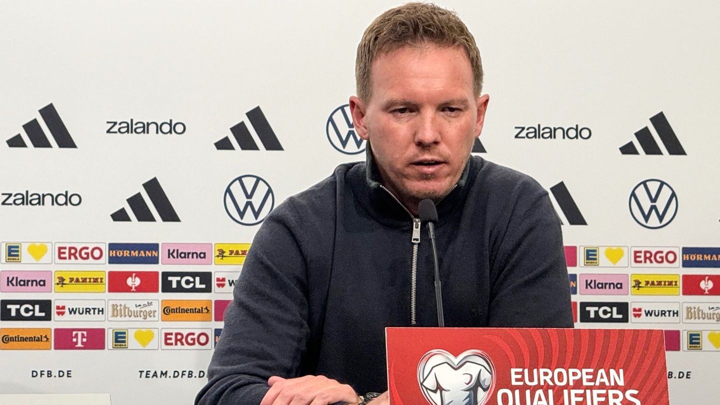 Julian Nagelsmann spricht bei der Pressekonferenz in Luxemburg. Foto: Arne Richter/dpa