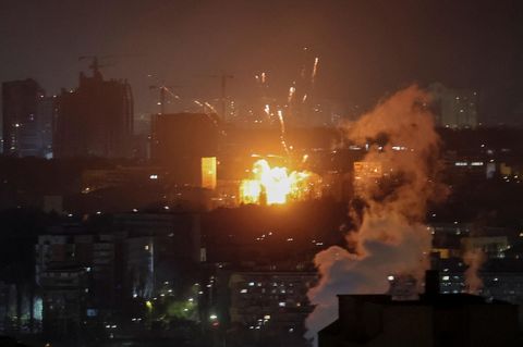 Drohnenexplosion in Kiew, Ukraine