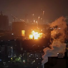 Drohnenexplosion in Kiew, Ukraine