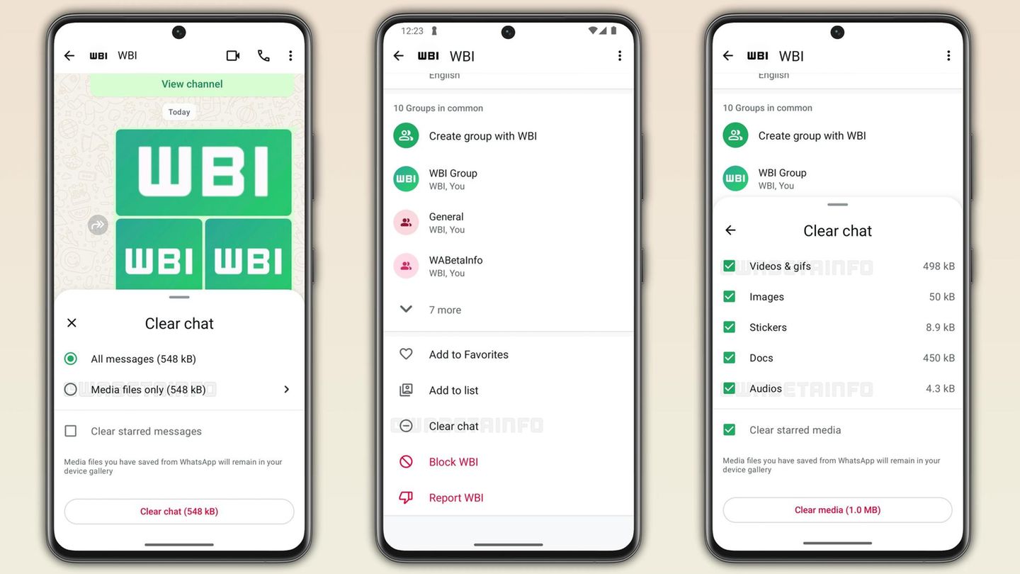 Ein Kontext-Menü bei Whatsapp bietet zusätzliche Optionen