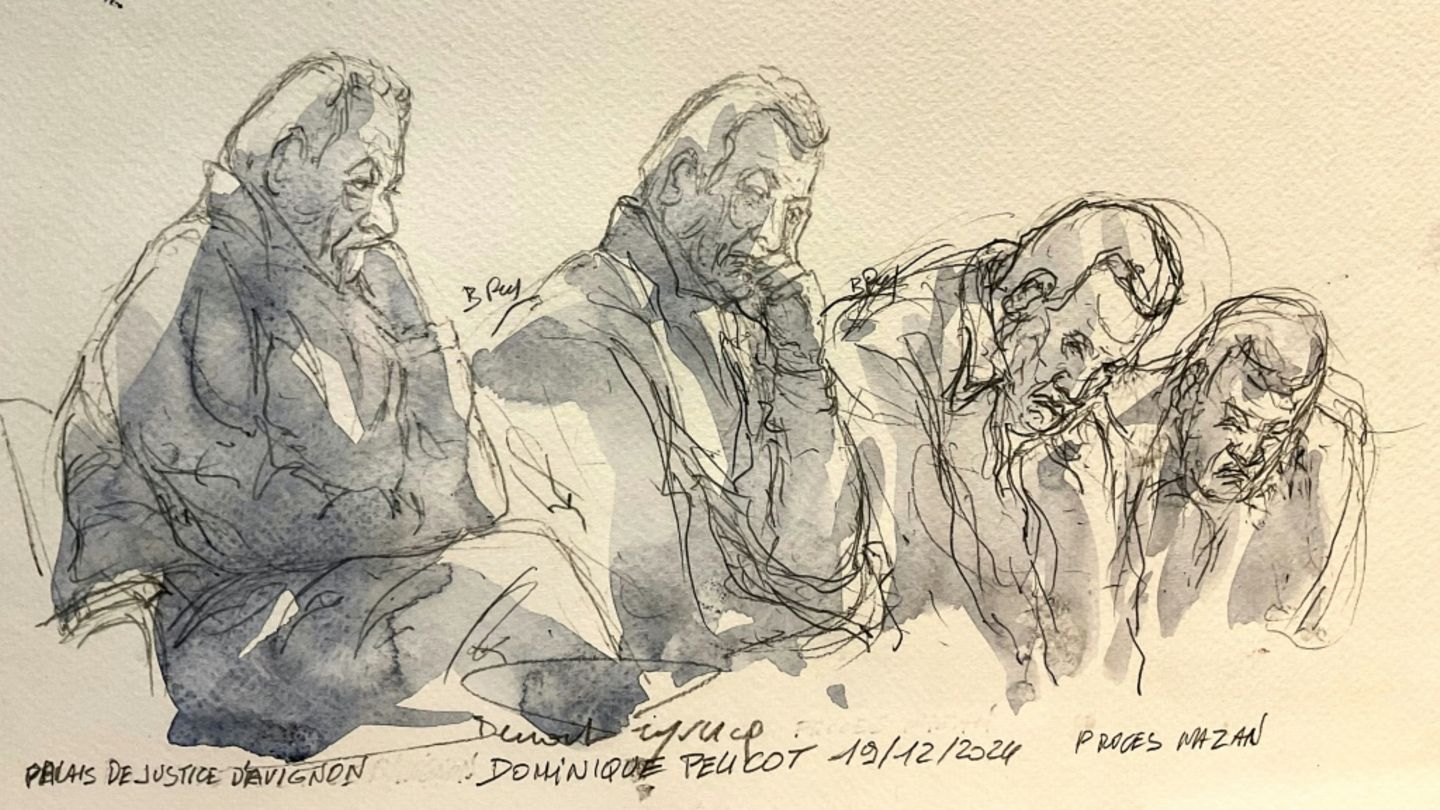 Dominique Pelicot – dargestellt auf Gerichtszeichnungen