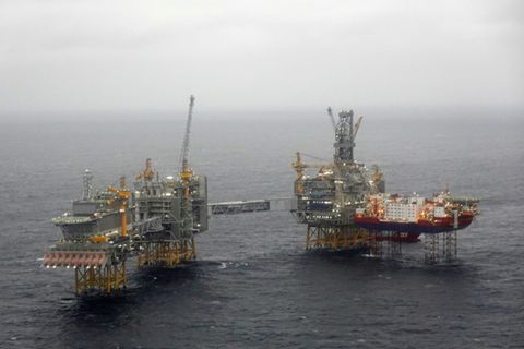 Ölplattform im Ölfeld Johan Sverdrup in der Nordsee