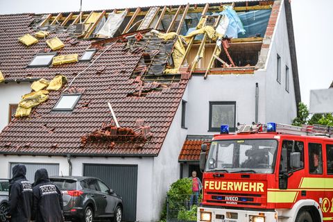 Tornado-Schäden in Ulm-Donaustetten Anfang Juni. In der abgelaufenen Saison wurden in Baden-Württemberg fünf Tornados über Land