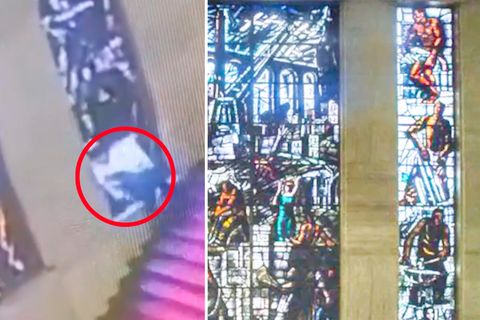 Politiker stürzt plötzlich – und beschädigt wertvolle Fenster