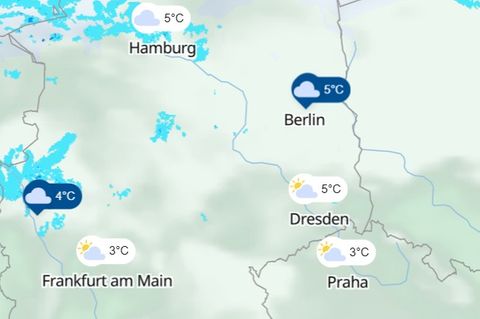 Eine Karte zeigt das Wetter