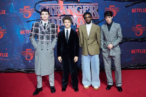Die "Stranger Things"-Stars Finn Wolfhard (l-r), Gaten Matarazzo, Caleb McLaughlin und Noah Schnapp kamen zum Fan-Event nach Ber