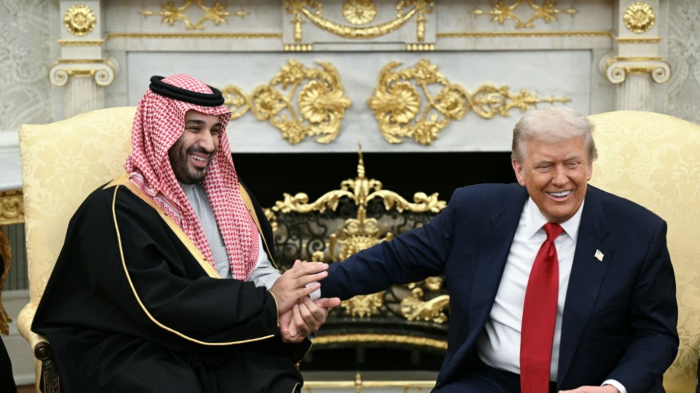 President Donald Trump joked about hand shakes and fist pumps with Saudi Arabia's Crown Prince Mohammed bin Salman during a meet