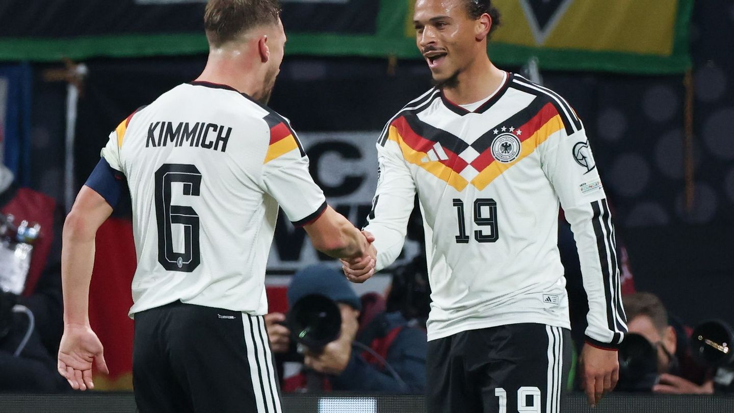 WM-tauglich: Kimmich und Sané beim 6:0. Foto: Jan Woitas/dpa