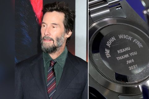 Keanu Reeves und eine der personalisierten Rolex-Uhren.