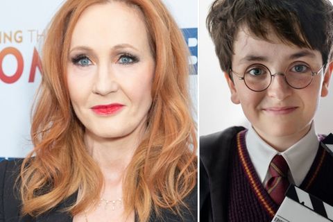 J.K. Rowling neben Dominic McLaughlin, dem Hauptdarsteller der "Harry Potter"-Serie.
