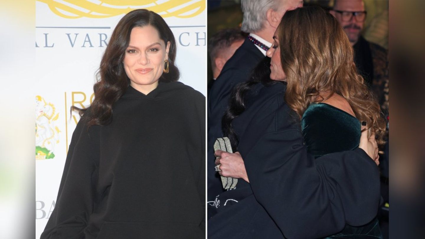 Jessie J (li.) - und bei der Umarmung mit Kate (re.) in London.