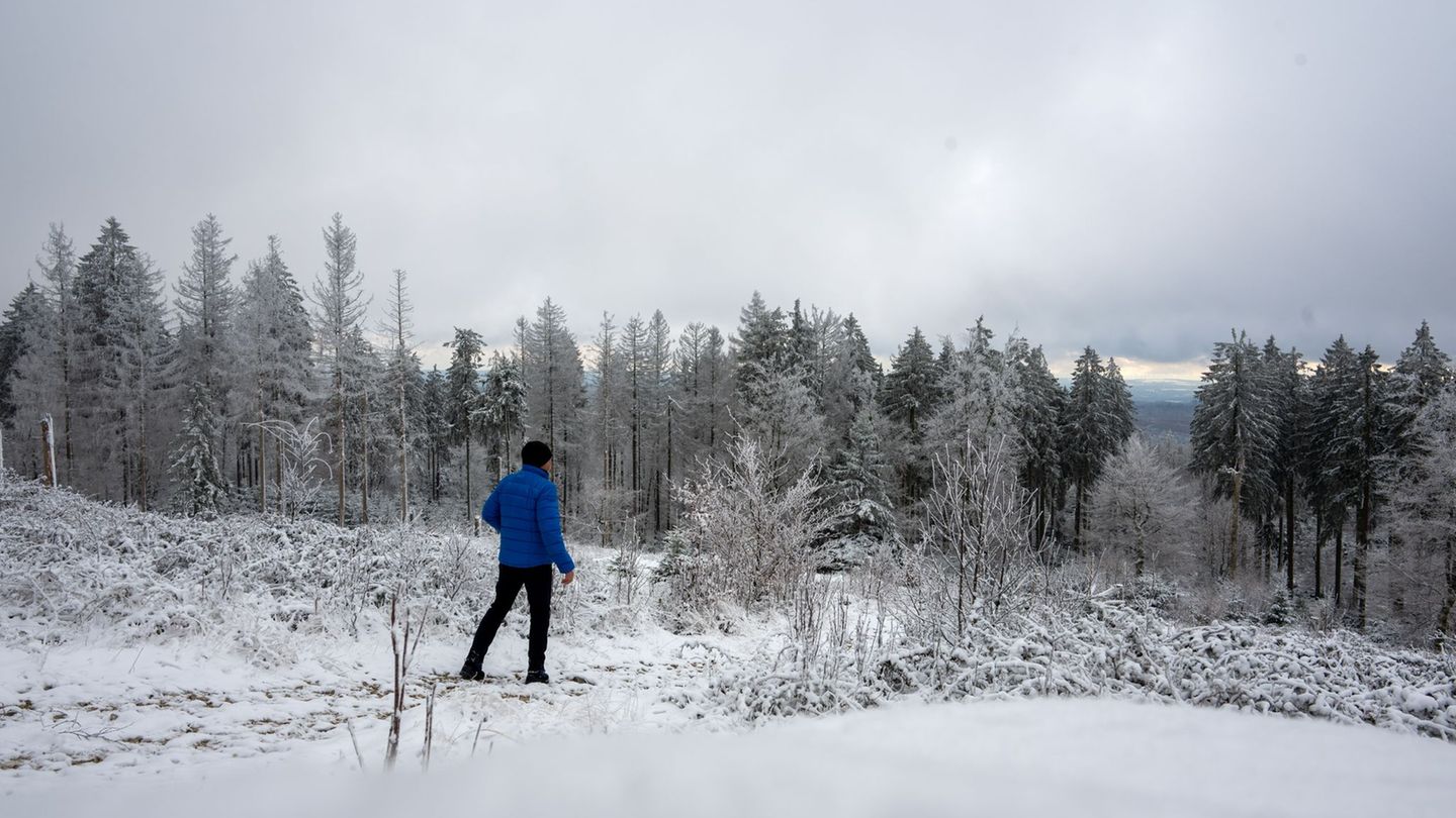 Der Schnee zieht erste Freizeitsportler an. Foto: Harald Tittel/dpa