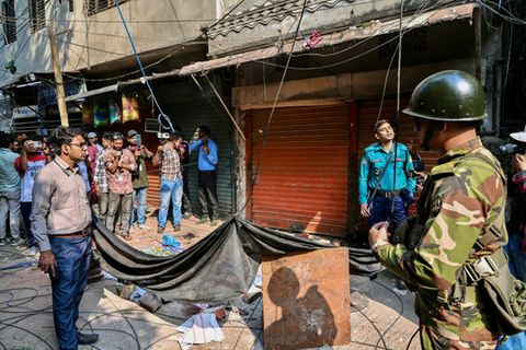 Beschädigtes Gebäude in Dhaka