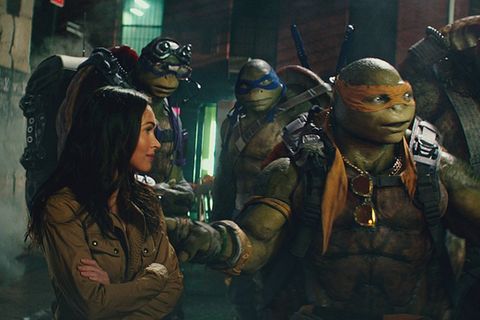Megan Fox und die "Turtles" in "Teenage Mutant Ninja Turtles: Out of the Shadows".