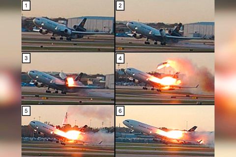 Bilder zeigen, wie Triebwerk von UPS-Flugzeug abreißt