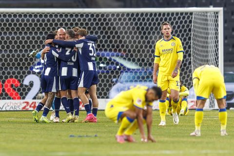 Wieder jubelte die Hertha am Ende. Foto: Andreas Gora/dpa