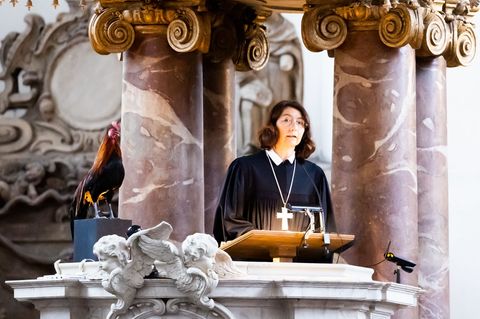 Christina-Maria Bammel - hier bei einer Predigt in Berlin - leitet künftig Landeskirche in Braunschweig. (Archivfoto) Foto: Chri