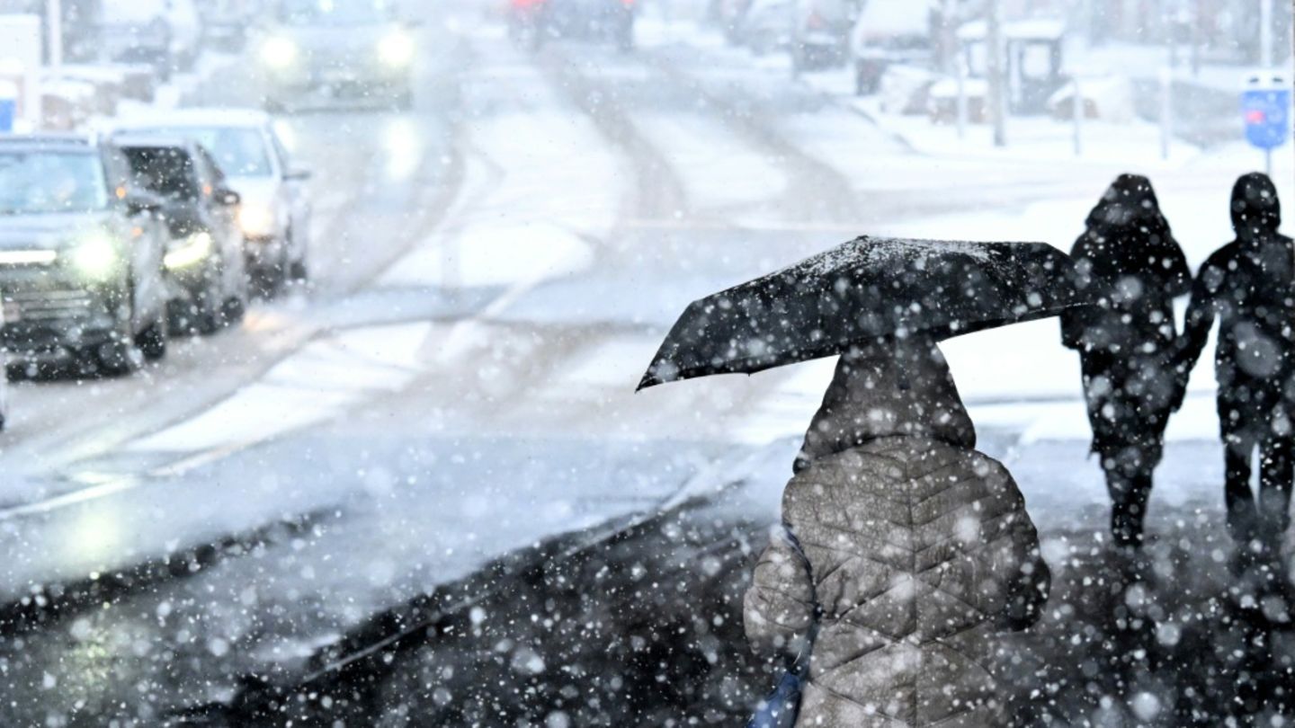 Schnee in Frankfurt am Main im Januar