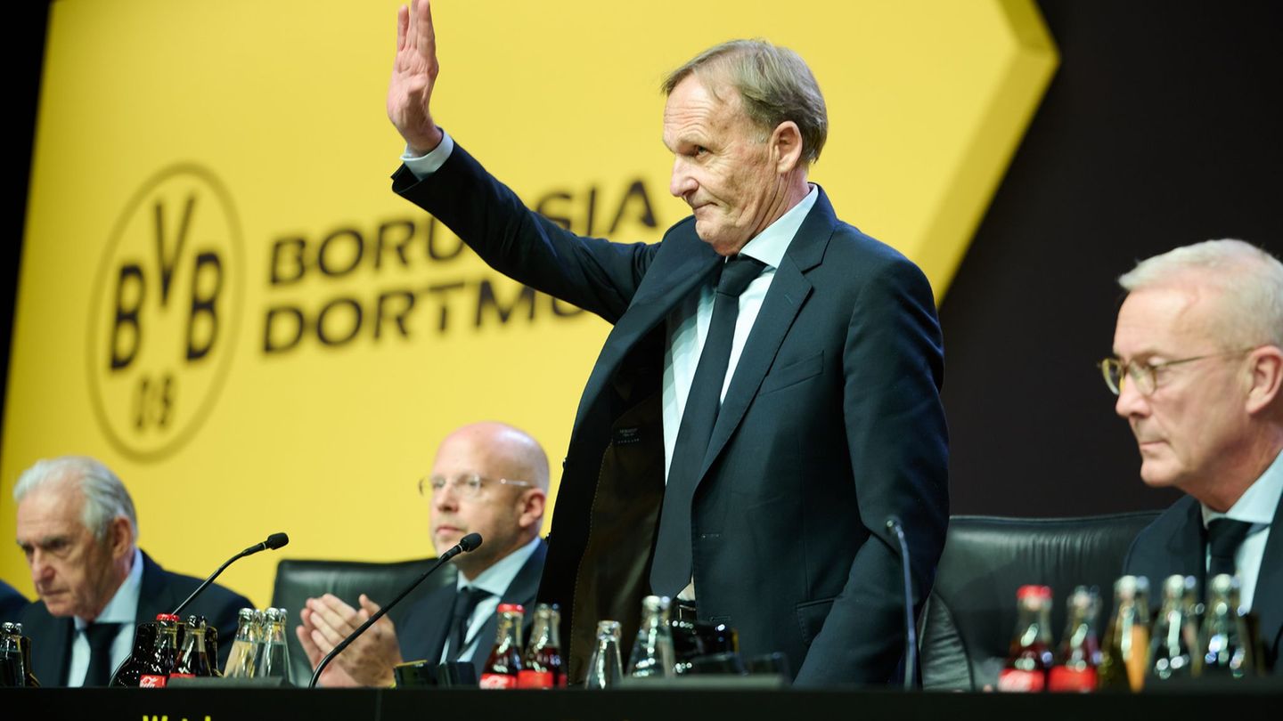 Denkzettel zum Amtswechsel: Der neue BVB-Präsident Hans-Joachim Watzke erhielt nur 59 Prozent Ja-Stimmen Foto: Bernd Thissen/dpa
