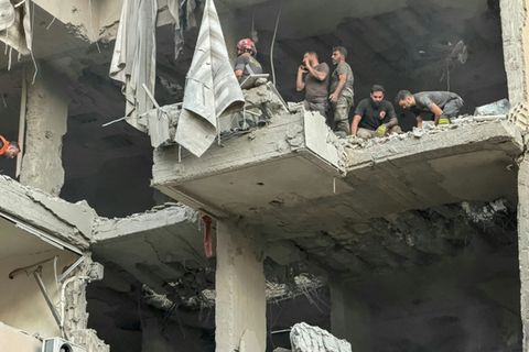 Zerstörtes Haus in einem Vorort von Beirut