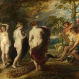 Ein Gemälde von Peter Paul Rubens, das Paris bei der Beurteilung der Schönsten zeigt