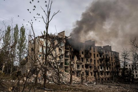 Putins Werk: ein zerstörtes Wohnhaus in der ostukrainischen Region Donezk