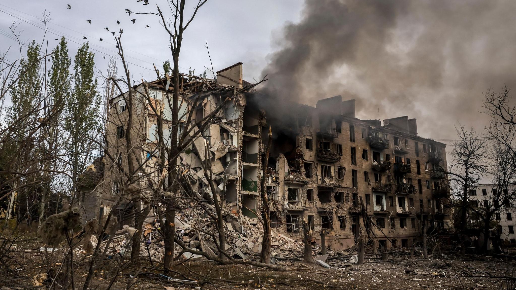 Putins Werk: ein zerstörtes Wohnhaus in der ostukrainischen Region Donezk