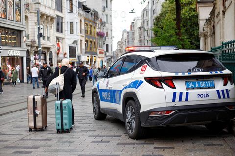Ein Polizeiauto in Istanbul, Türkei