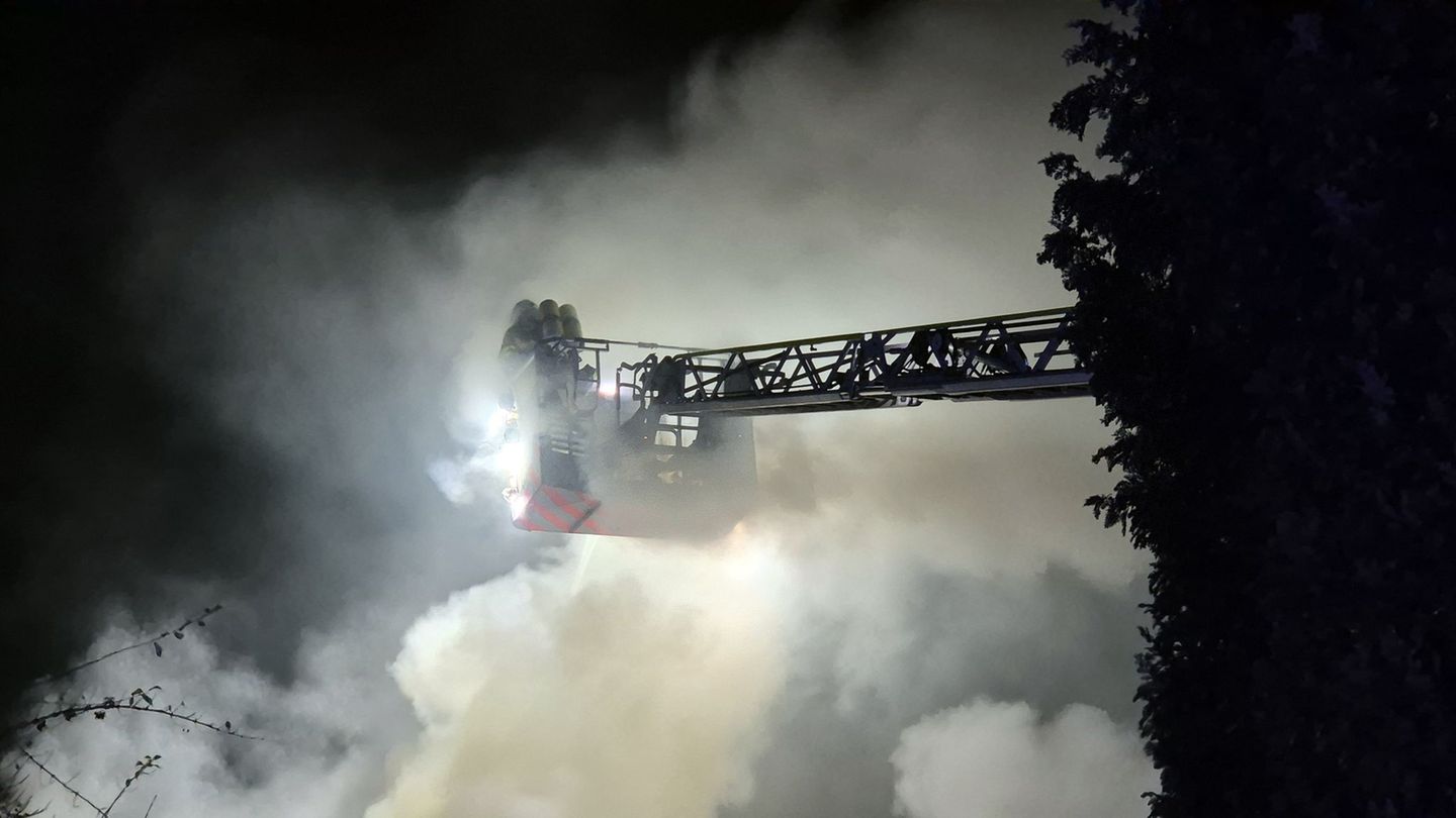Die Feuerwehr versuchte den Brand über Nacht zu löschen