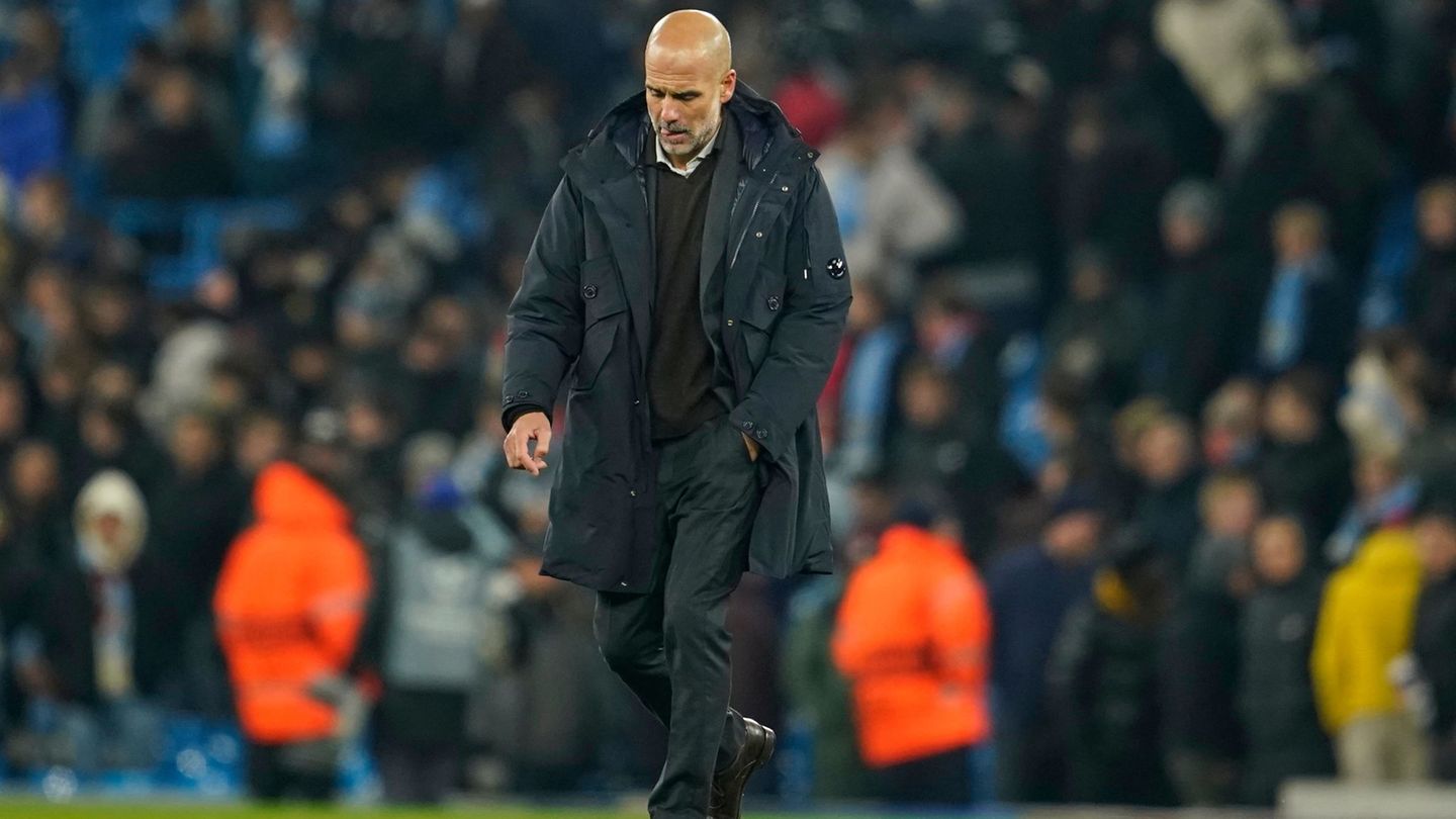 Hat sich gegen Bayer Leverkusen verzockt: Manchester Citys Cheftrainer Pep Guardiola. Foto: Dave Thompson/AP/dpa
