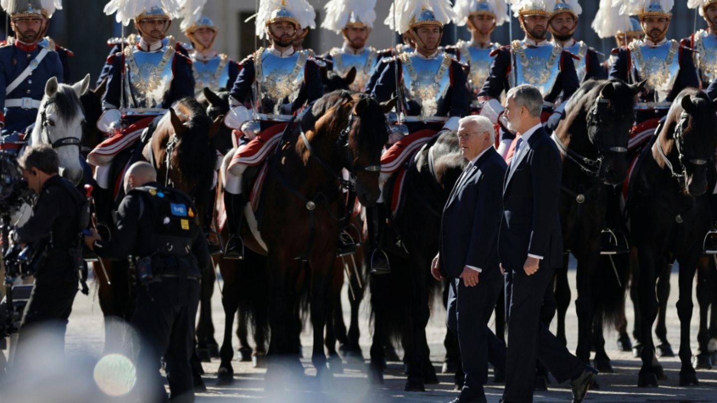 Bundespräsident Steinmeier beim Empfang durch Spaniens König Felipe VI. am 26. November in Madrid