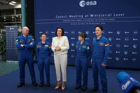 Bär mit Alexander Gerst, Amelie Schoenenwald, Samamtha Cristoforetti und Matthias Maurer