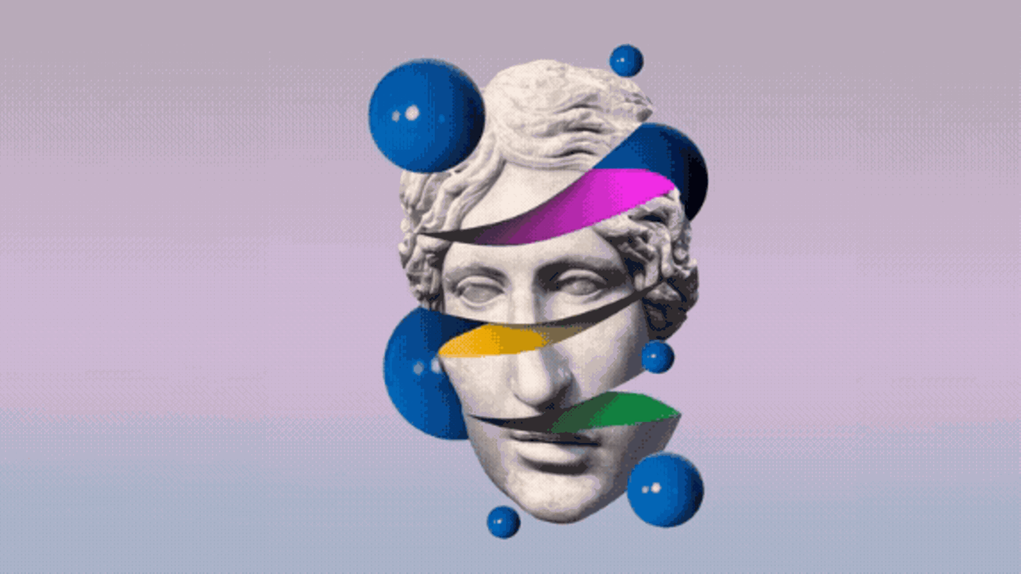 LSD-Trip: Eine Grafik mit einem Kopf und darum kreisenden Elementen