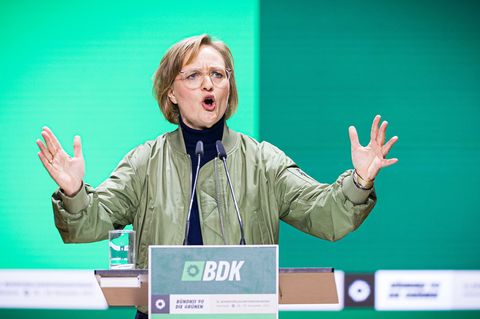 Grünen-Chefin Franziska Brantner wählte in Hannover ungewöhnlich deutliche Worte. Foto: Moritz Frankenberg/dpa