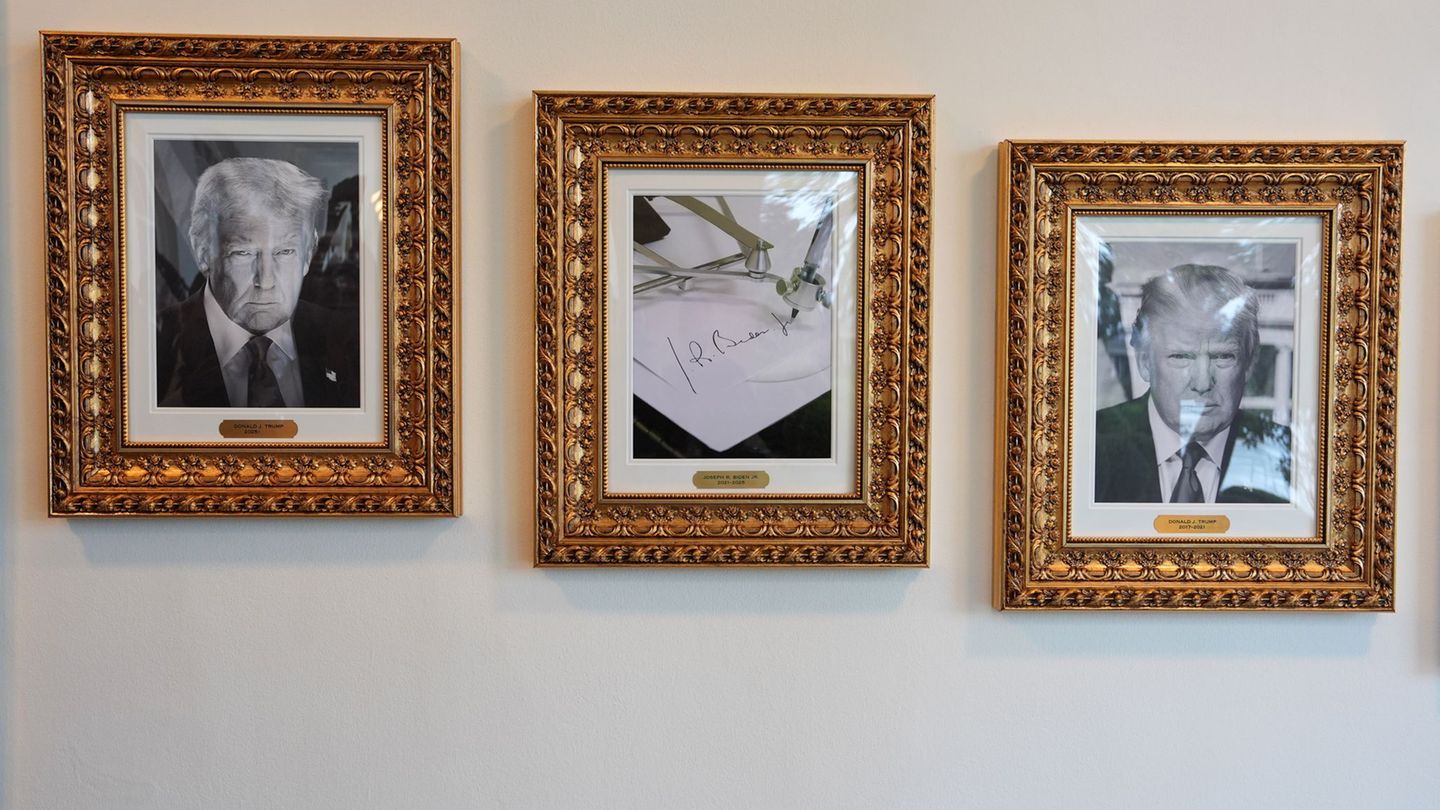 Ein Autopen als Bildnis für Ex-Präsident Biden (Archiv) Foto: Evan Vucci/AP/dpa