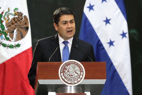 Honduras' Ex-Präsident Juan Orlando Hernández im Jahr 2016 Donald Trump
