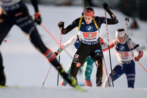 Startläuferin Vanessa Voigt traf alle ihre Schüsse. Foto: Björn Larsson Rosvall/TT News Agency via AP/dpa